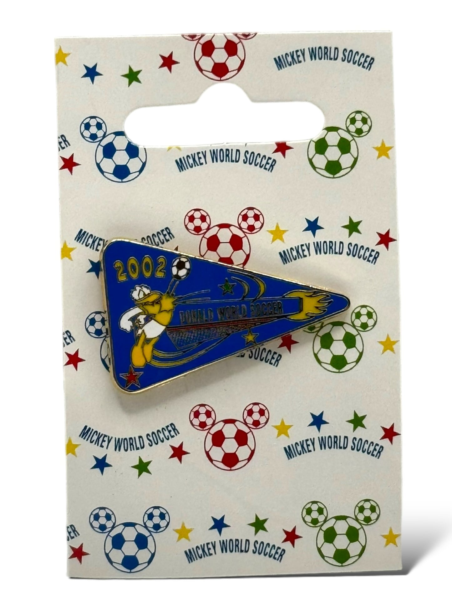 JDS Mickey World Soccer 2002 Donald Duck Flag Pin