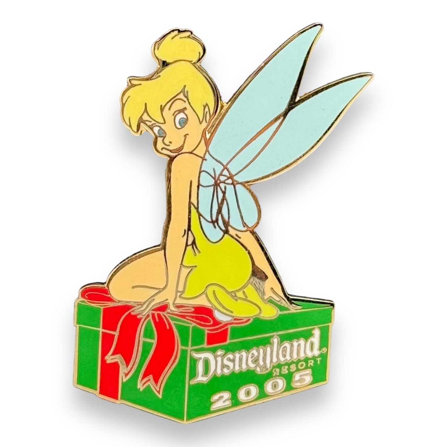 DLR Tinker Bell Kneeling on a Christmas Present Pin