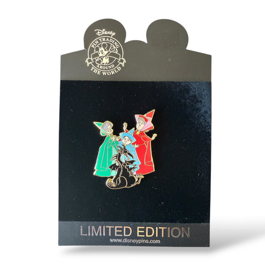 Disney Shopping Time For Toys Flora, Fauna, and Merryweather with Maleficent Dragon Pin