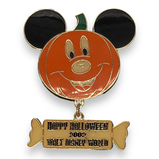 WDW Halloween 2002 Mickey Mouse Pumpkin Head Dangle Pin