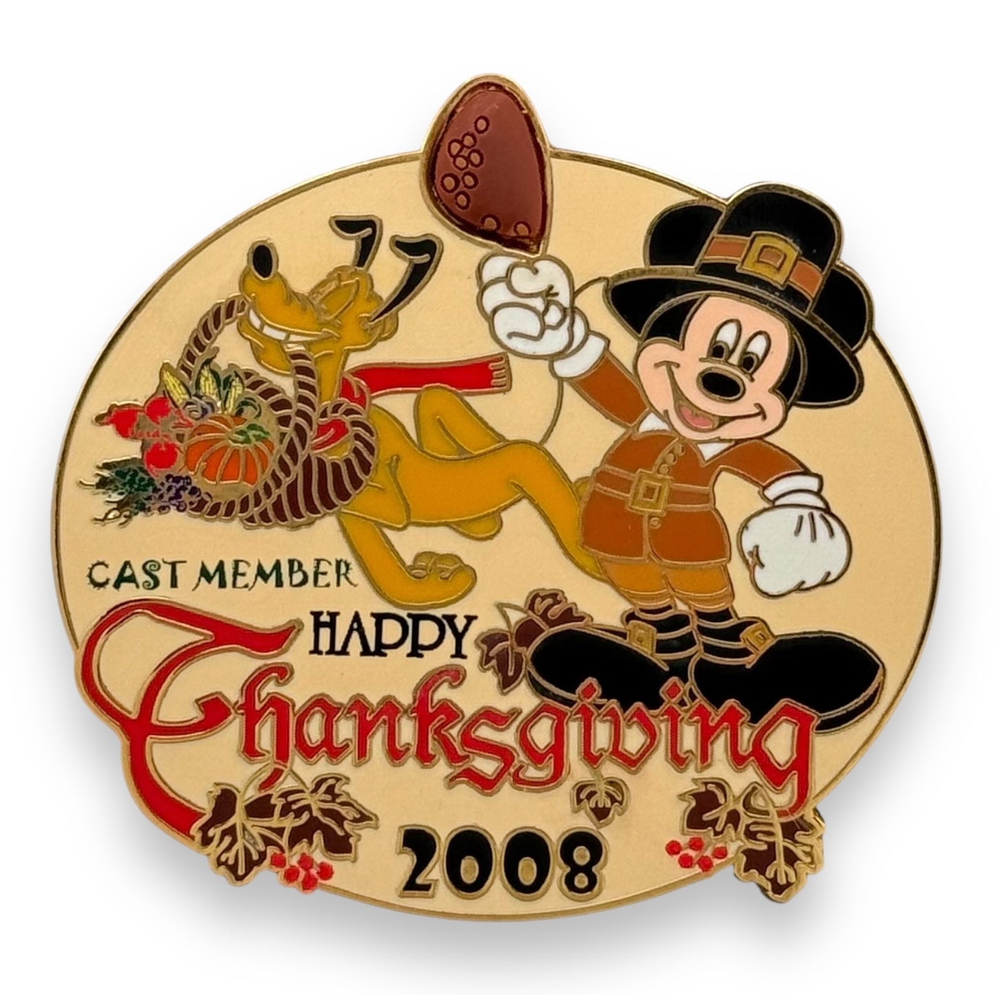 DEC Happy Thanksgiving 2008 Mickey & Pluto Pin