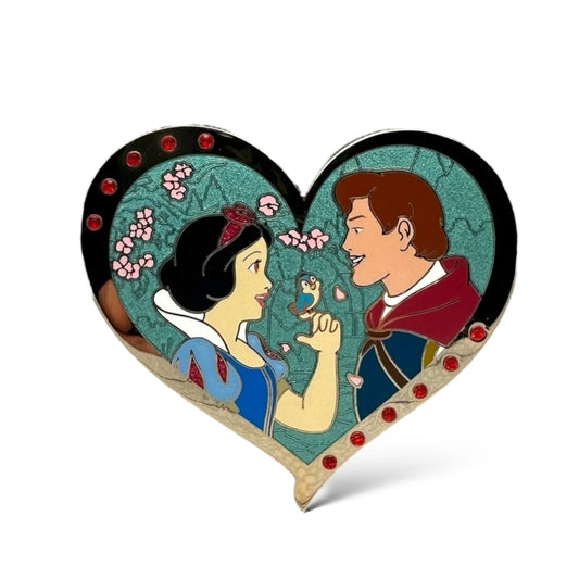 WDI Valentine Jeweled Heart Snow White and Prince Florian Pin