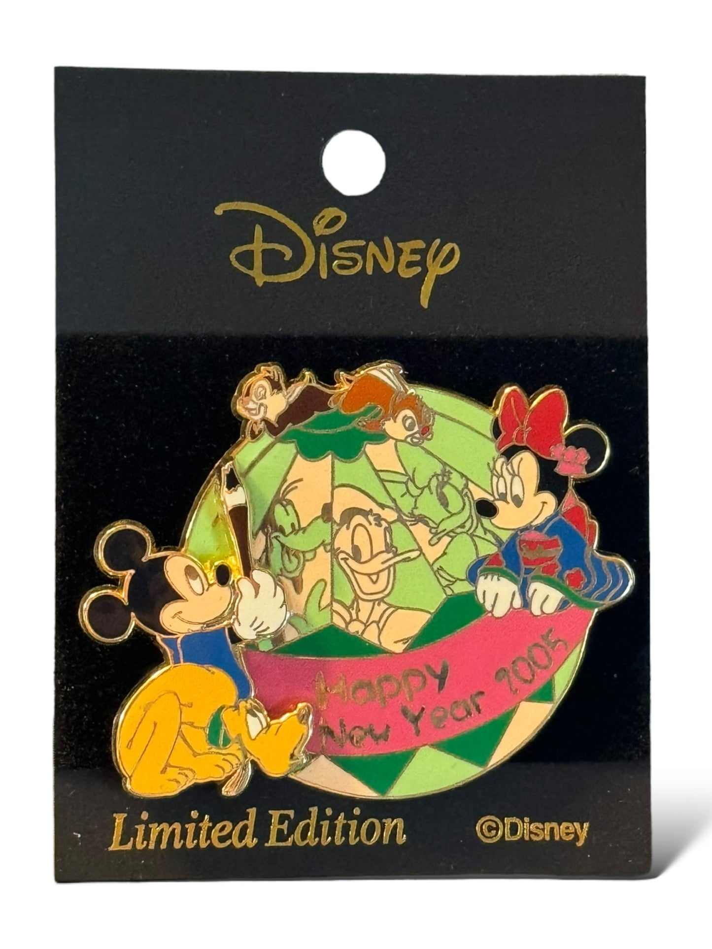 JDS Happy New Year 2005 Mickey, Minnie, Pluto, Chip & Dale Pin