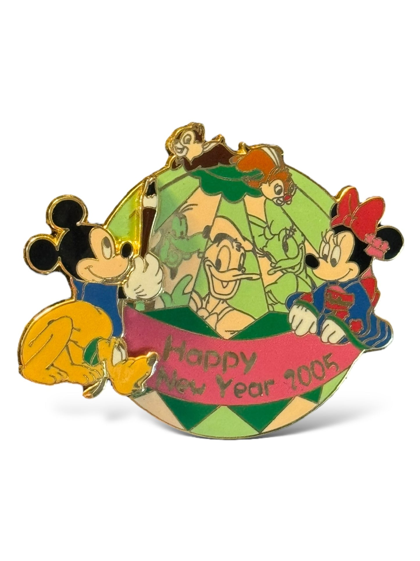 JDS Happy New Year 2005 Mickey, Minnie, Pluto, Chip & Dale Pin