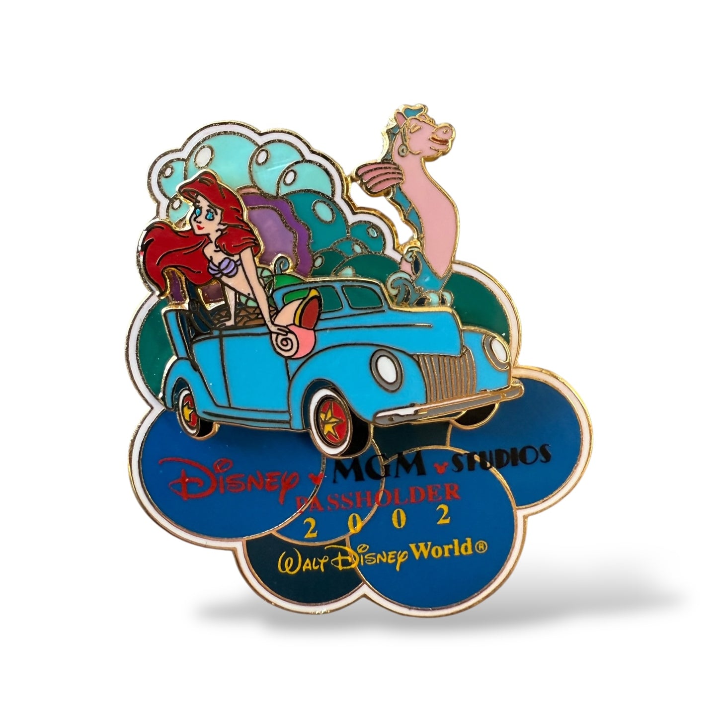 WDW Share a Dream Come True MGM Studios Motorcars Parade Ariel and Seahorse Pin