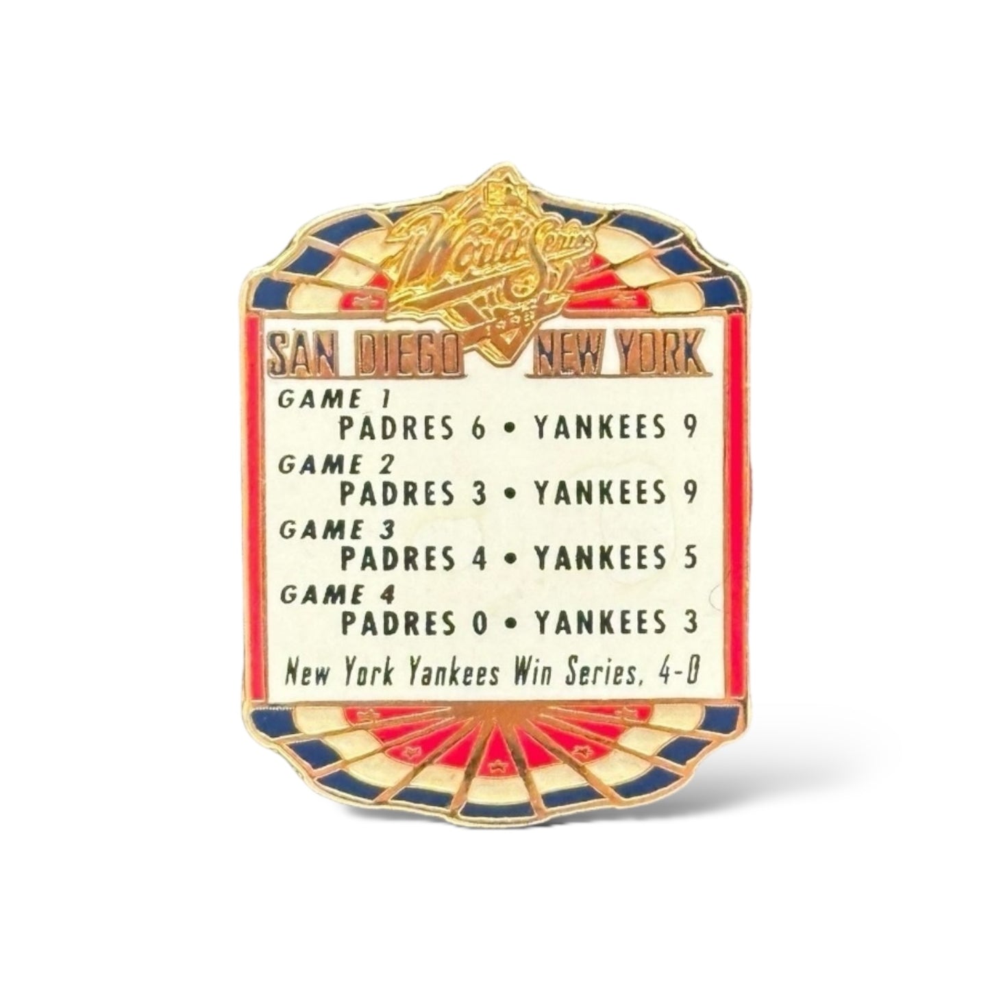 1998 World Series Padres vs. Yankees Marquee Pin