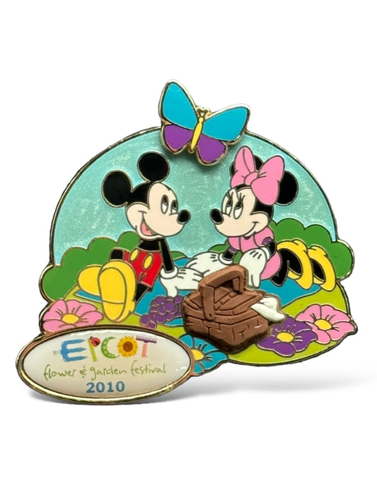 WDW Epcot Flower & Garden Festival Mickey and Minnie Picnic Butterfly Pin