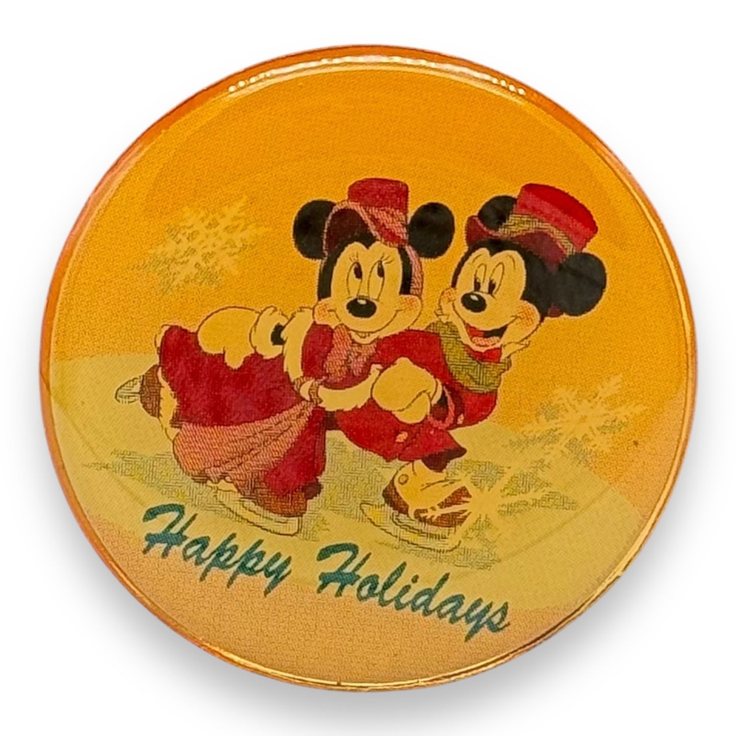 DEC Happy Holidays Mickey and Minnie Skating Pin