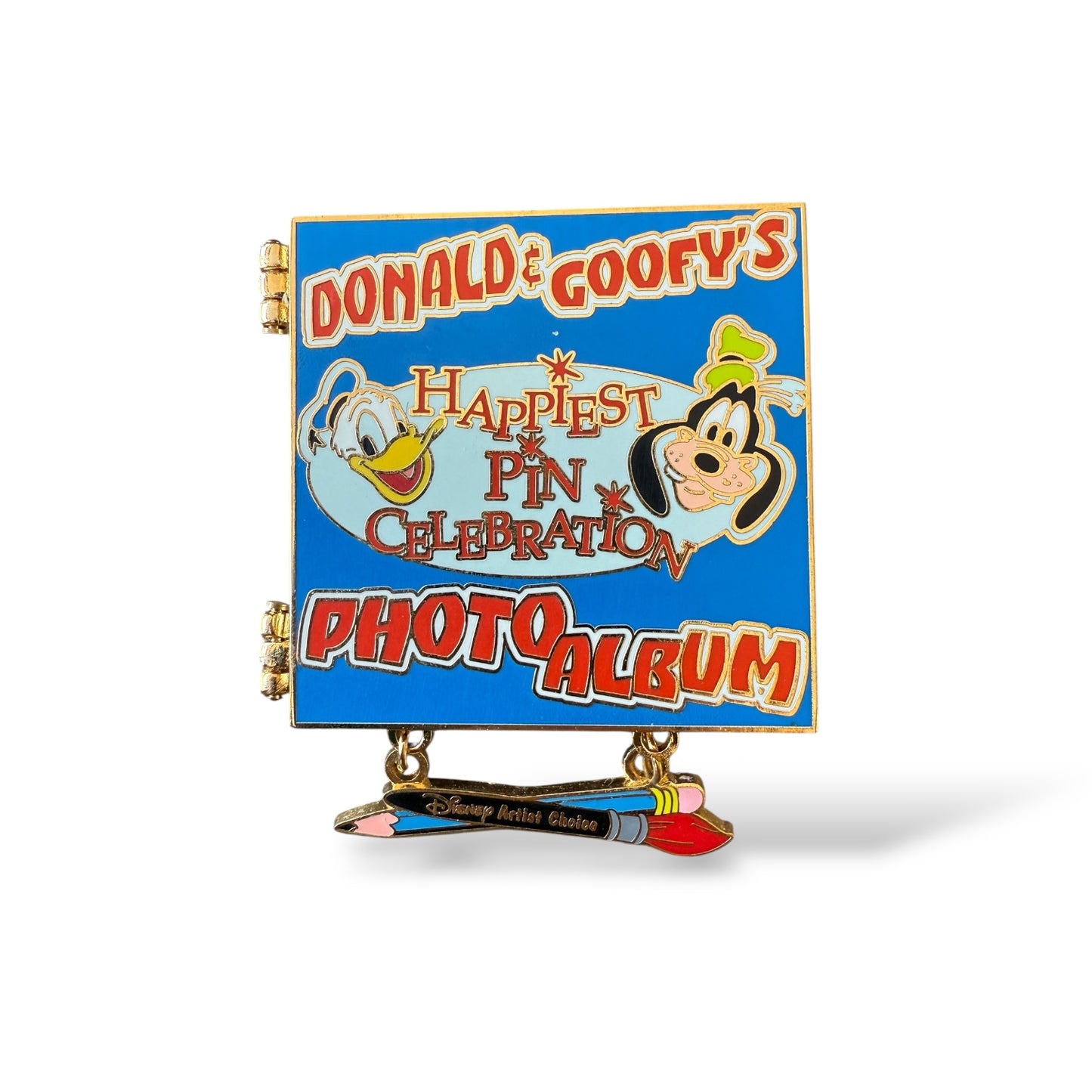 WDW Happiest Pin Celebration On Earth Donald and Goofy's Photo Album Dangle Pin