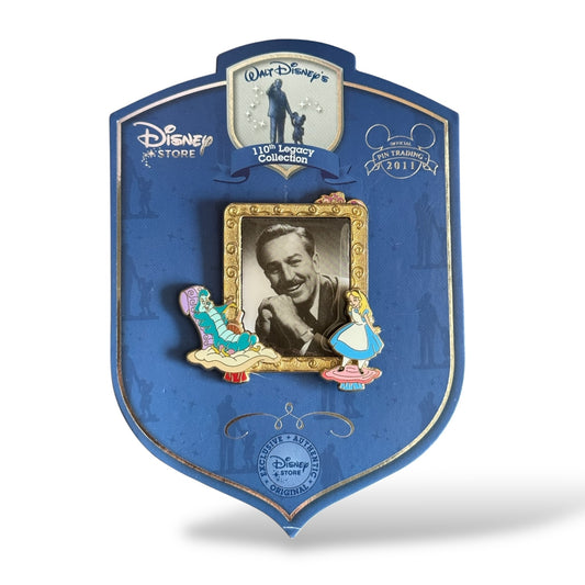 Disney Store 110th Legacy Alice, Cheshire Cat and Absolem with Walt Disney Portrait Pin