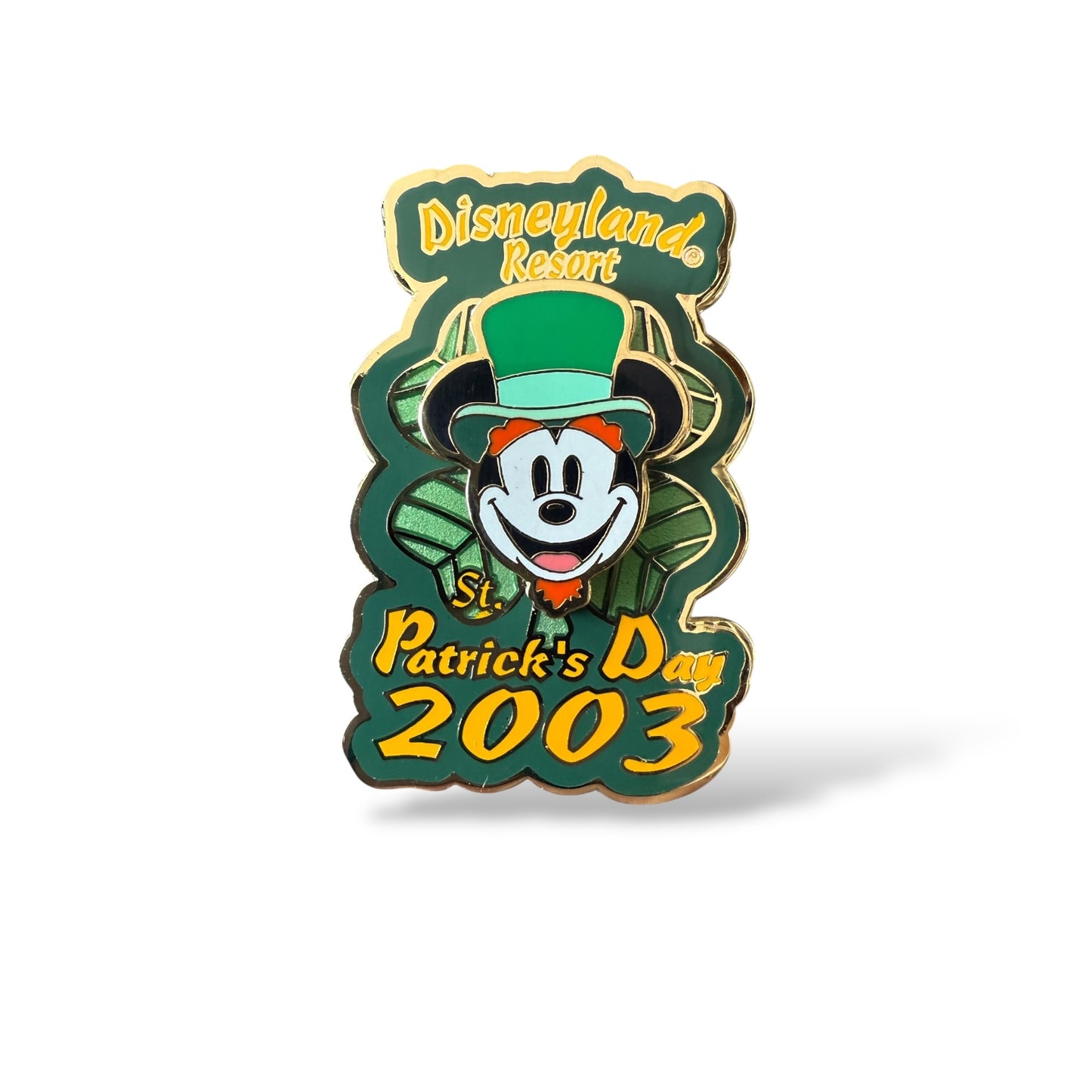 DLR St. Patrick's Day 2003 Mickey Wearing Green Top Hat Four Leaf Clover Pin