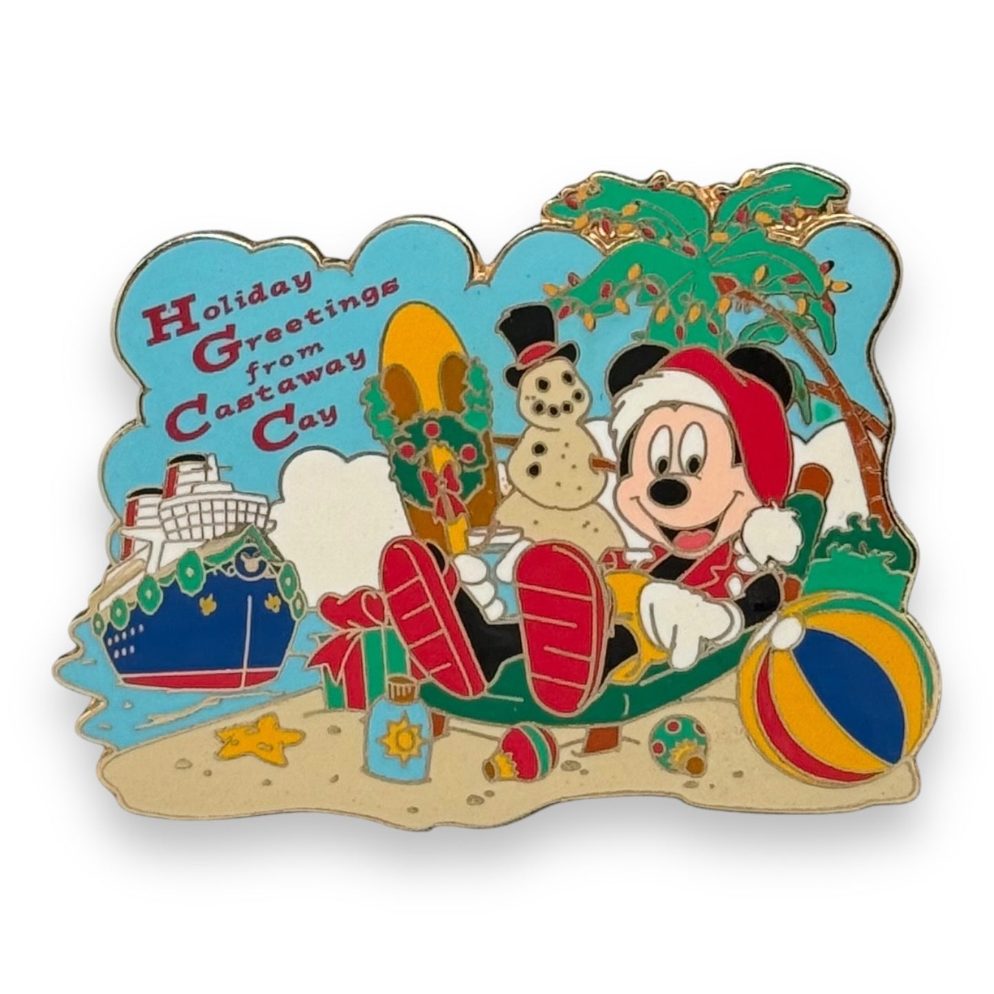 DCL Castaway Cay Mickey Holiday Greetings Pin