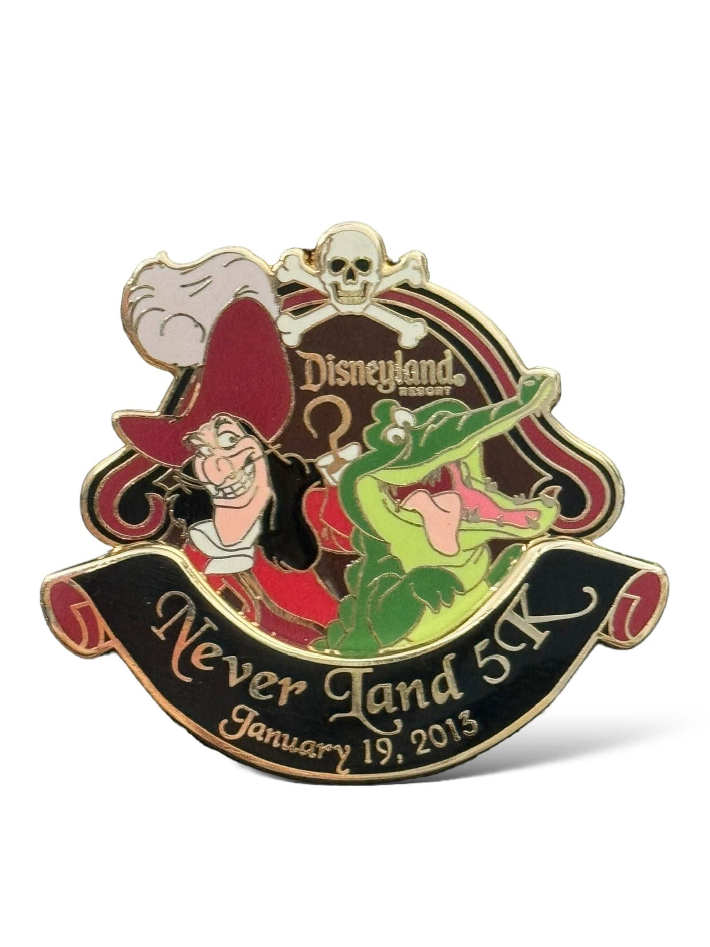 DLR 2013 Never Land 5 K Marathon Captain Hook and Tick-Tock Pin