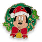 JDS Santa Mickey Mouse Light Up Christmas Wreath Pin