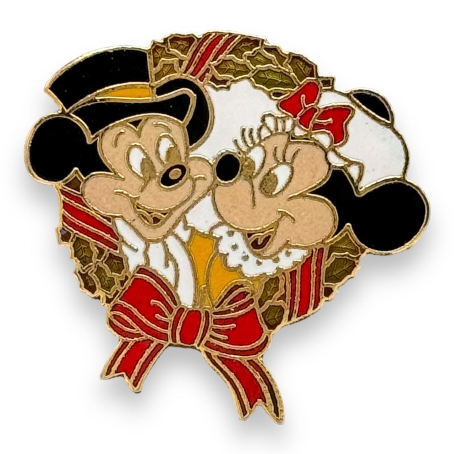 Disney Parks Mickey & Minnie in Christmas Wreath Pin