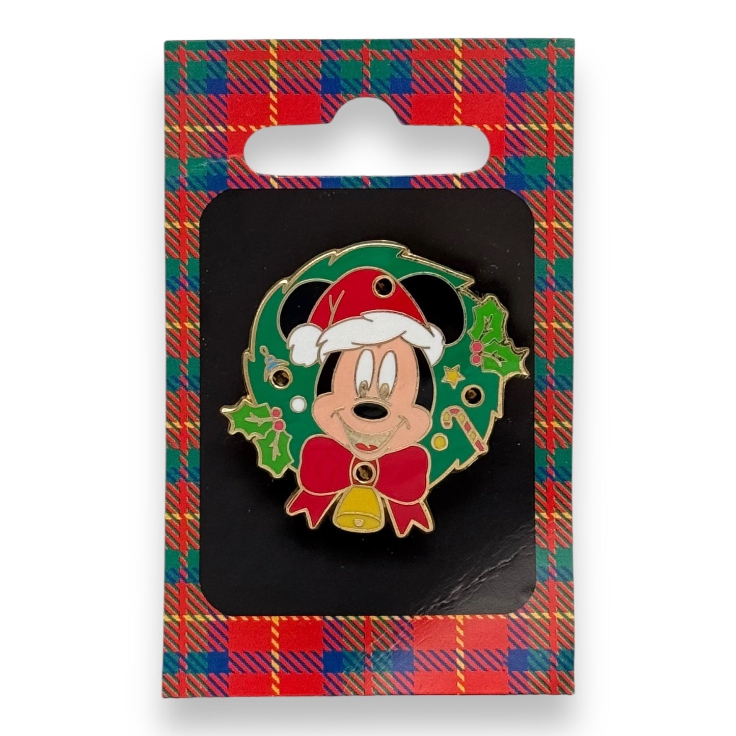 JDS Santa Mickey Mouse Light Up Christmas Wreath Pin