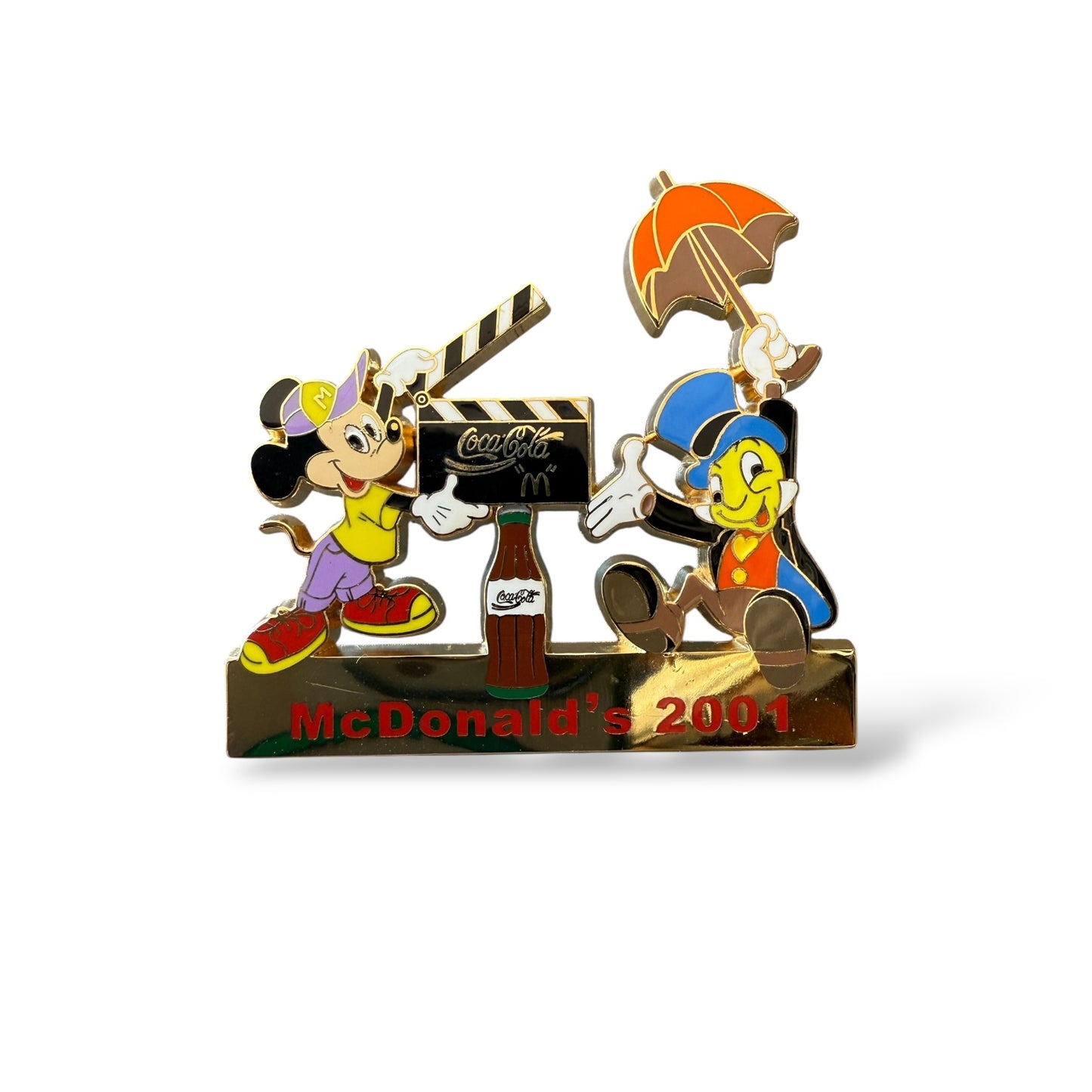 McDonald's Coca-Cola 2001 with Mickey and Jiminy Cricket Pin