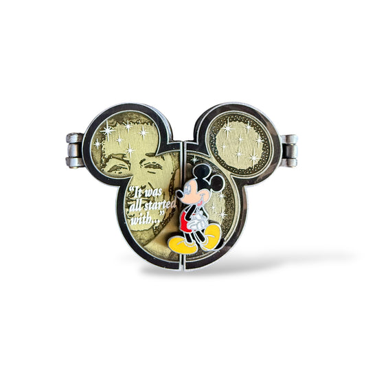 Disney Parks  It Was All Started With... Walt and Mickey Gold with White Text Hinged Pin