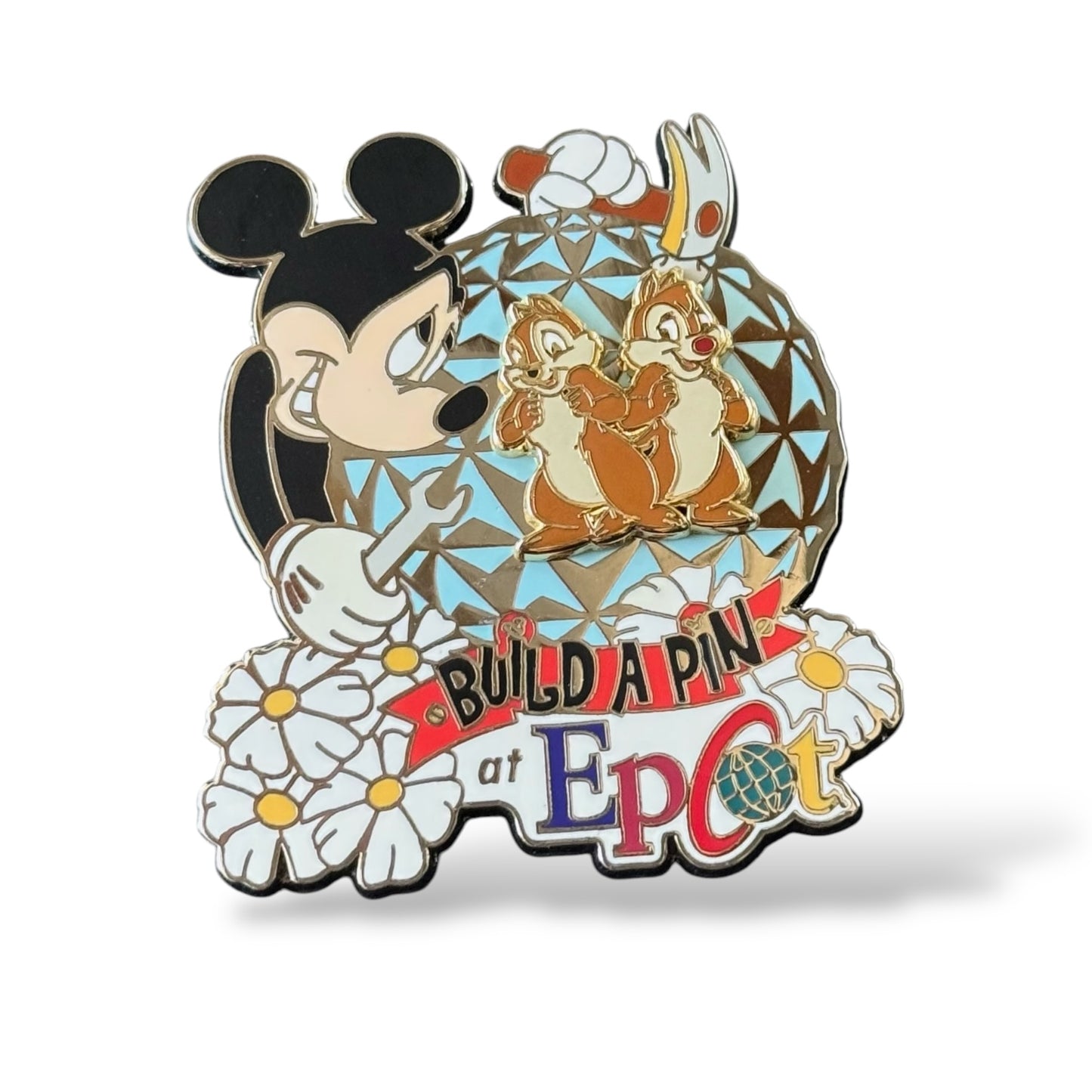 WDW Mickey Epcot Opening Location Build-A-Pin Chip n' Dale Pin