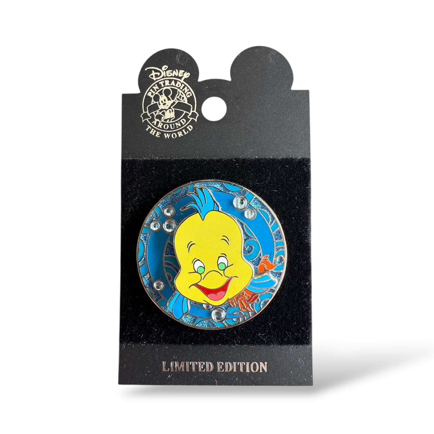 WDW The Search For Imagination Pin Event Flounder and Sebastian Jeweled Spinner Pin