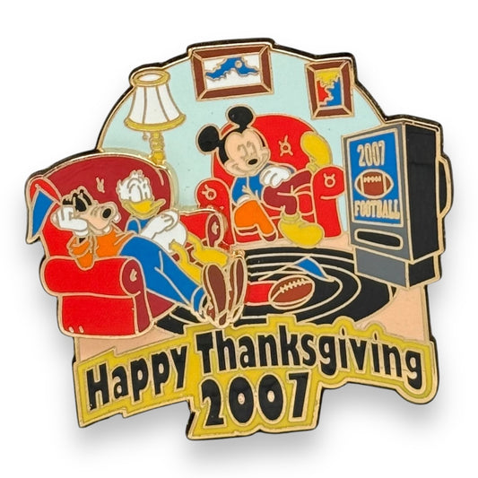 DEC Thanksgiving 2007 Mickey, Donald & Goofy Watch Football Pin