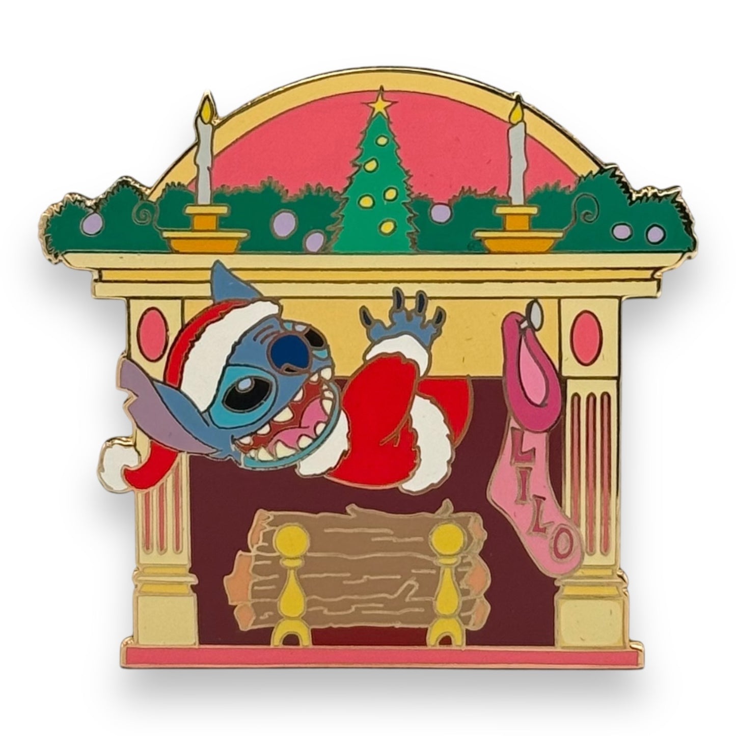 Disney Auctions Christmas Fireplace Stitch Pin