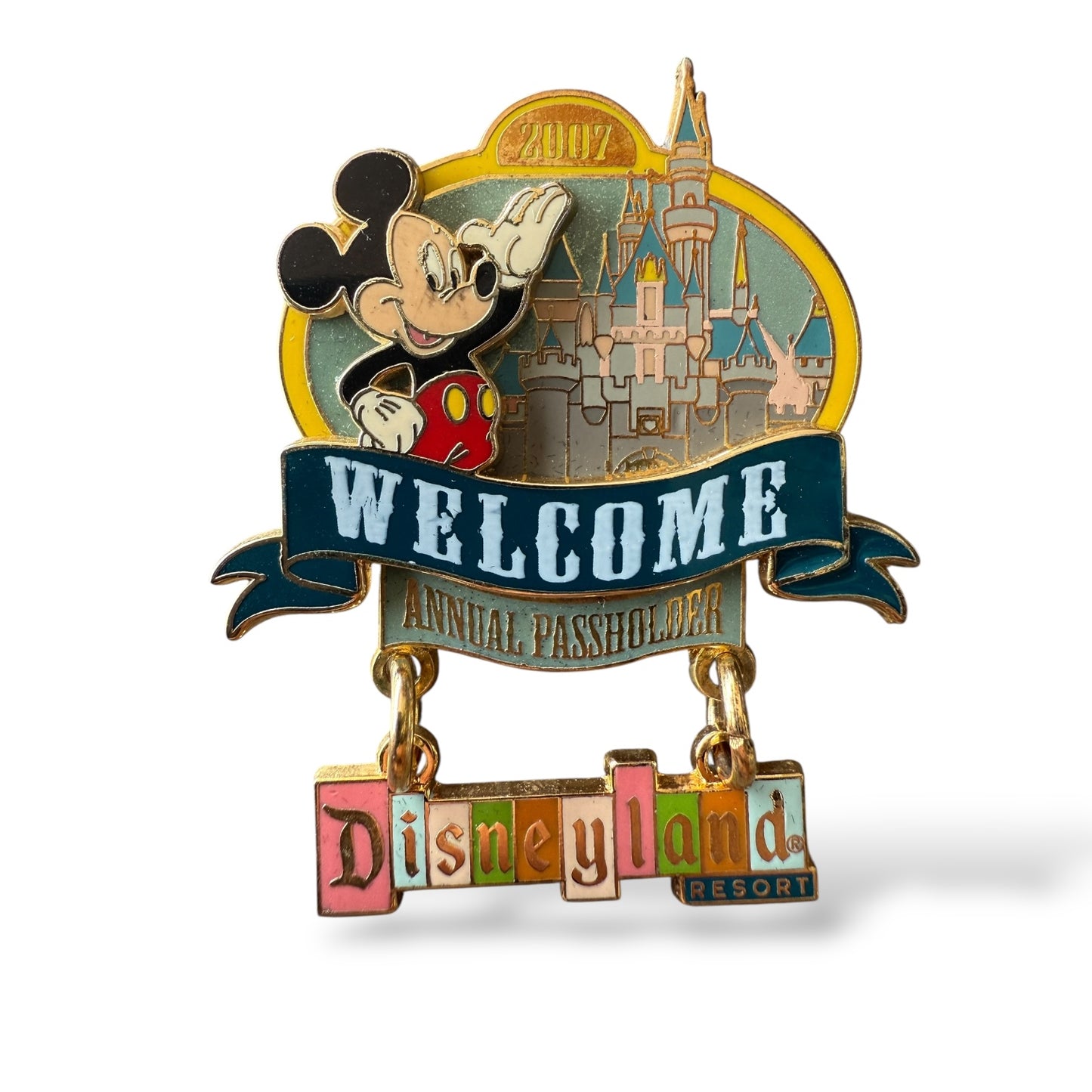 DLR Welcome Annual Passholders 2007 Mickey Dangle Pin