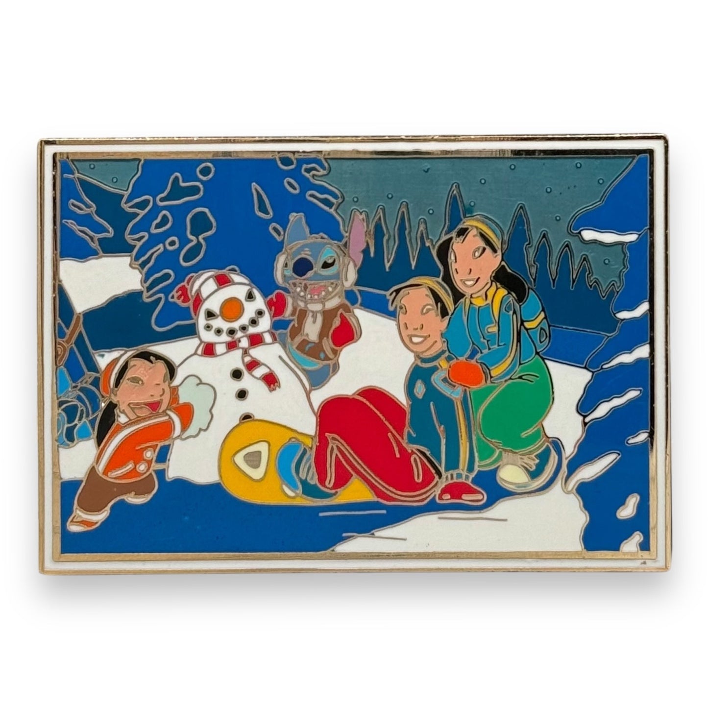 Disney Shopping Lilo & Stitch Postcard Lilo, Stitch, David and Nani Winter Pin