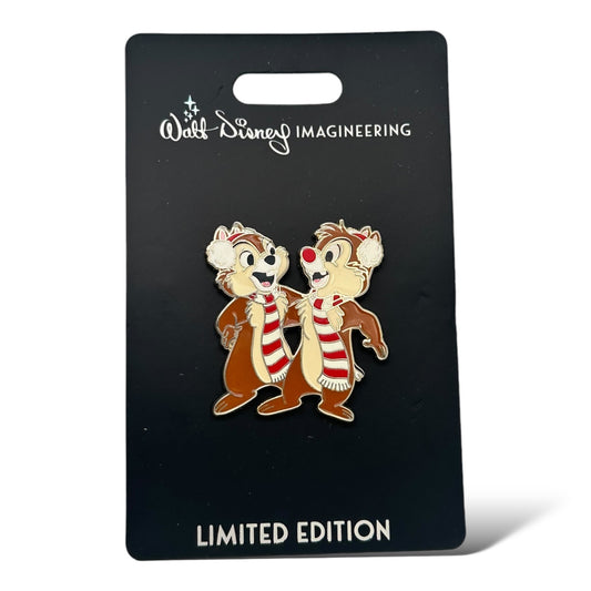 WDI Classic Christmas Holiday Chip n' Dale Winter Scarves Pin