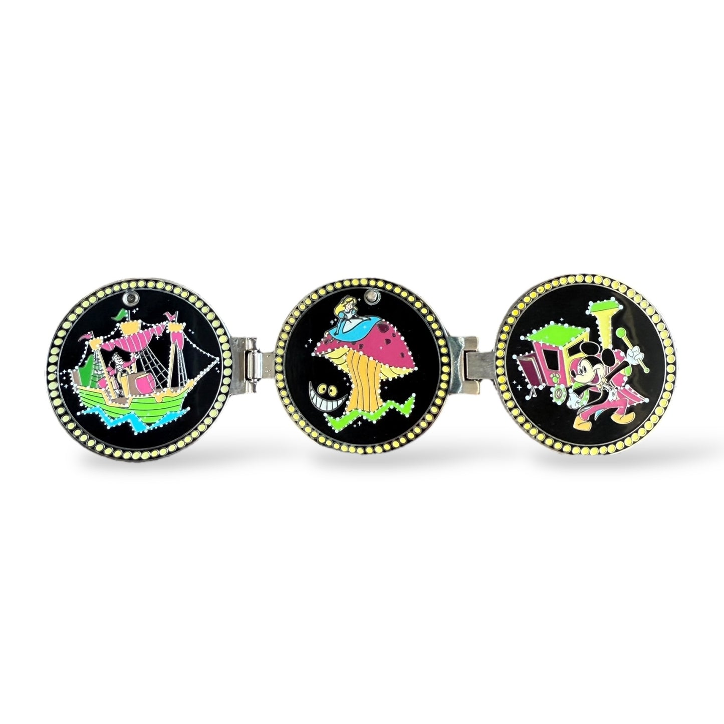 Disney Parks Main Street Electrical Parade Mickey, Captain Hook and Alice Folding Pin