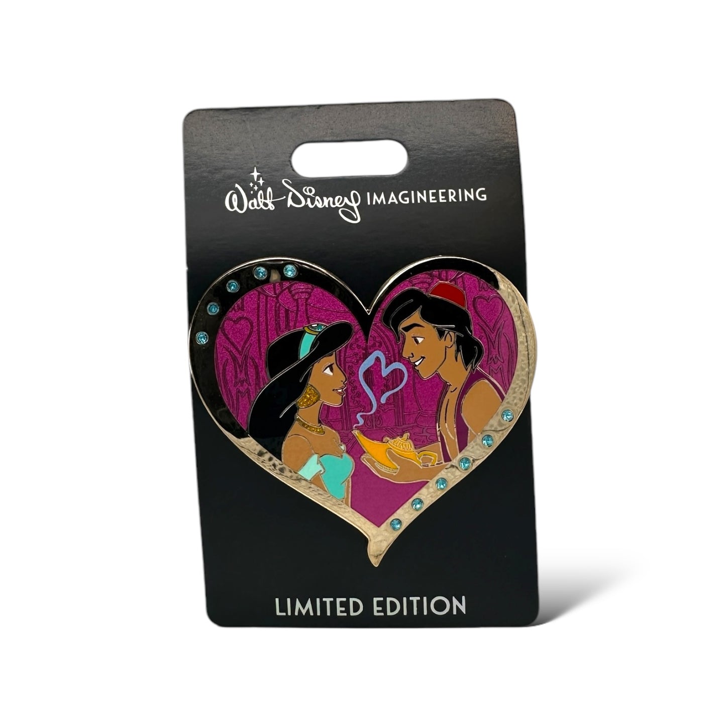 WDI Valentine Jeweled Heart Aladdin and Jasmine Pin