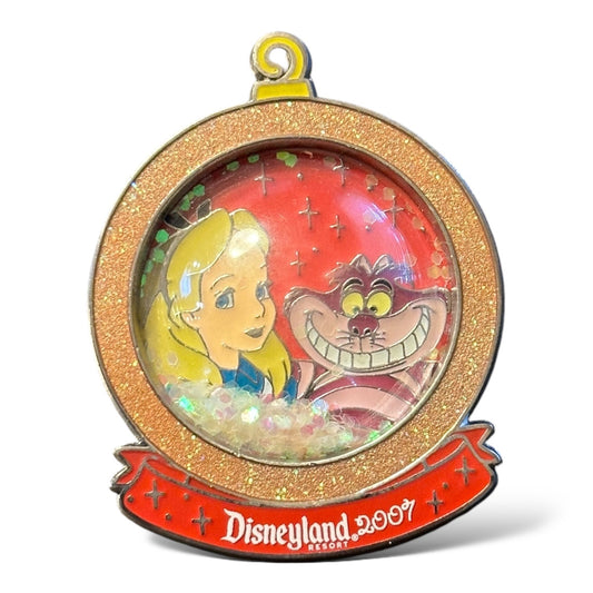 DLR Holiday Snow Globe Alice and Cheshire Pin