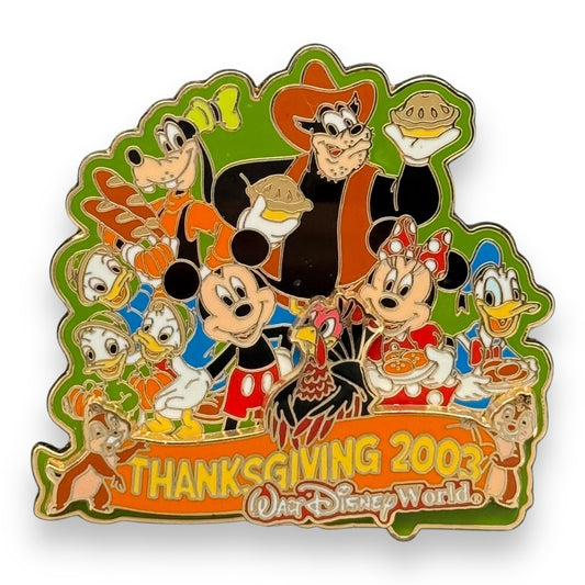 WDW Thanksgiving 2003 Mickey, Minnie, Goofy, Pete, Huey, Dewey, Louie, Chip, Dale, Turkey & Donald Pin