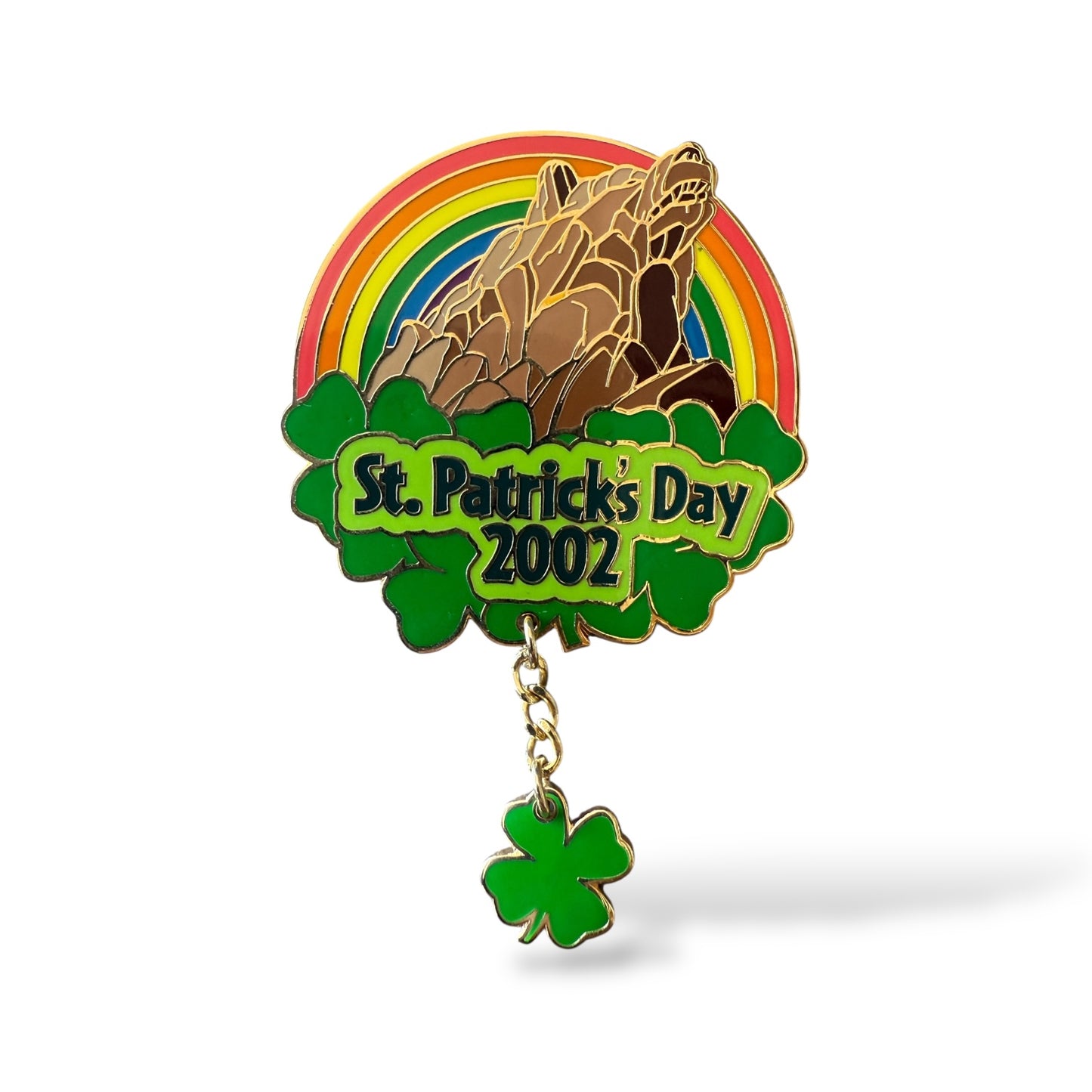 DCA St. Patrick's Day 2002 Grizzly Peak Rainbow Four Leaf Clover Dangle Pin
