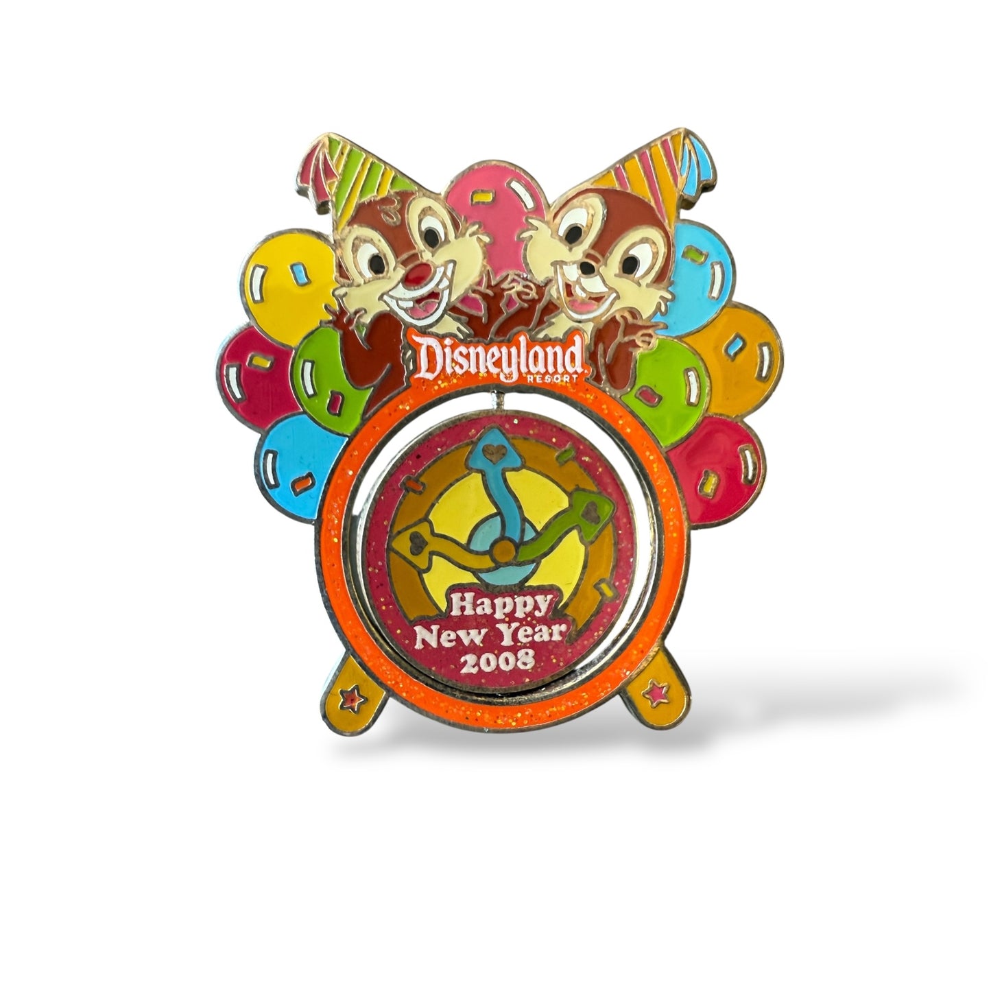 DLR Happy New Year Spinner 2007 and 2008 Chip n' Dale Spinner Pin