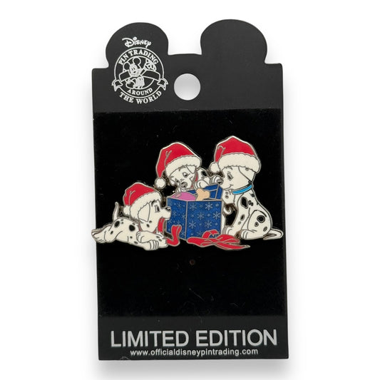 Disney Shopping 101 Dalmatians Opening a Christmas Present Pin