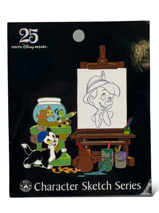 TDR 25th Anniversary Character Sketch Figaro Pin