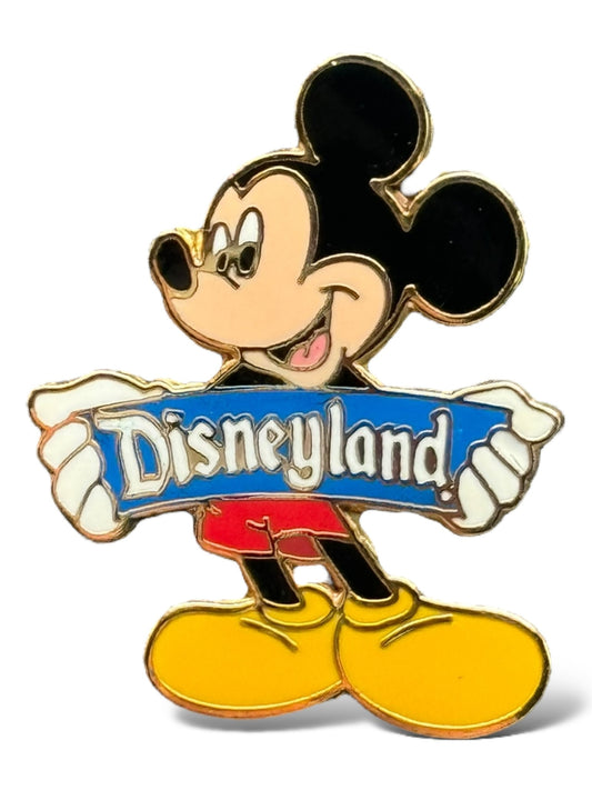 DEC Mickey Holding Blue Disneyland Sign Pin