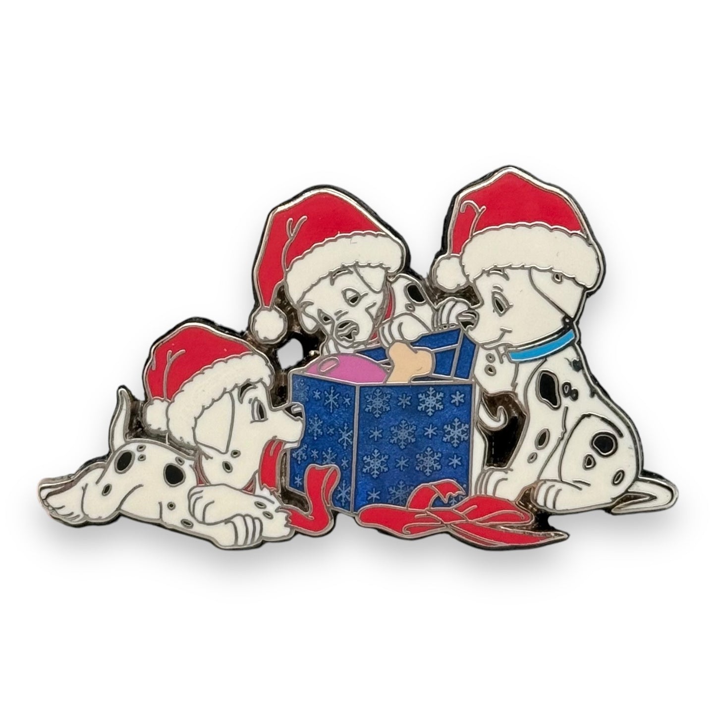 Disney Shopping 101 Dalmatians Opening a Christmas Present Pin