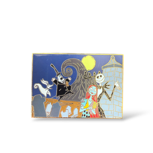 Disney Shopping Postcard Nightmare Before Christmas Jack, Sally, Zero and Mayor Pin