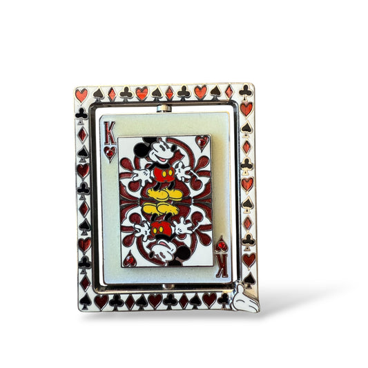 WDW White Glove Mickey and Minnie King and Queen of Hearts Playing Card Spinner Pin