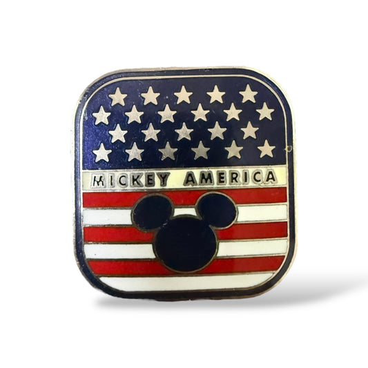 WDW Mickey Icon USA Flag America Pin