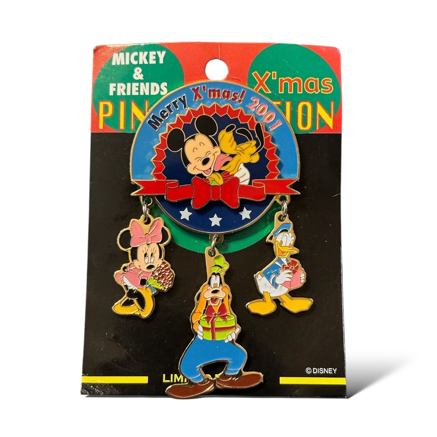 JDS Merry X'Mas 2001 Mickey and Friends Dangle Pin