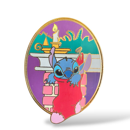 Disney Auctions Stitch in a Christmas Stocking Pin