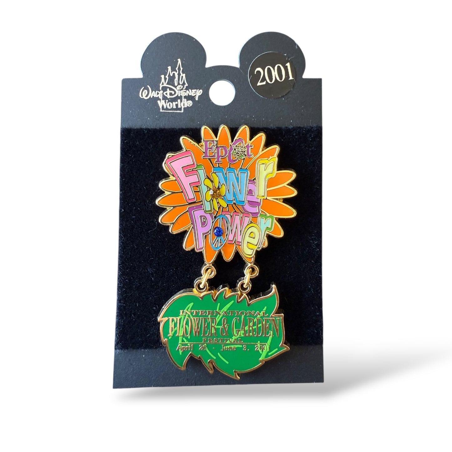 WDW Epcot International Flower & Garden Festival 2001 Flower Power Dangle Pin