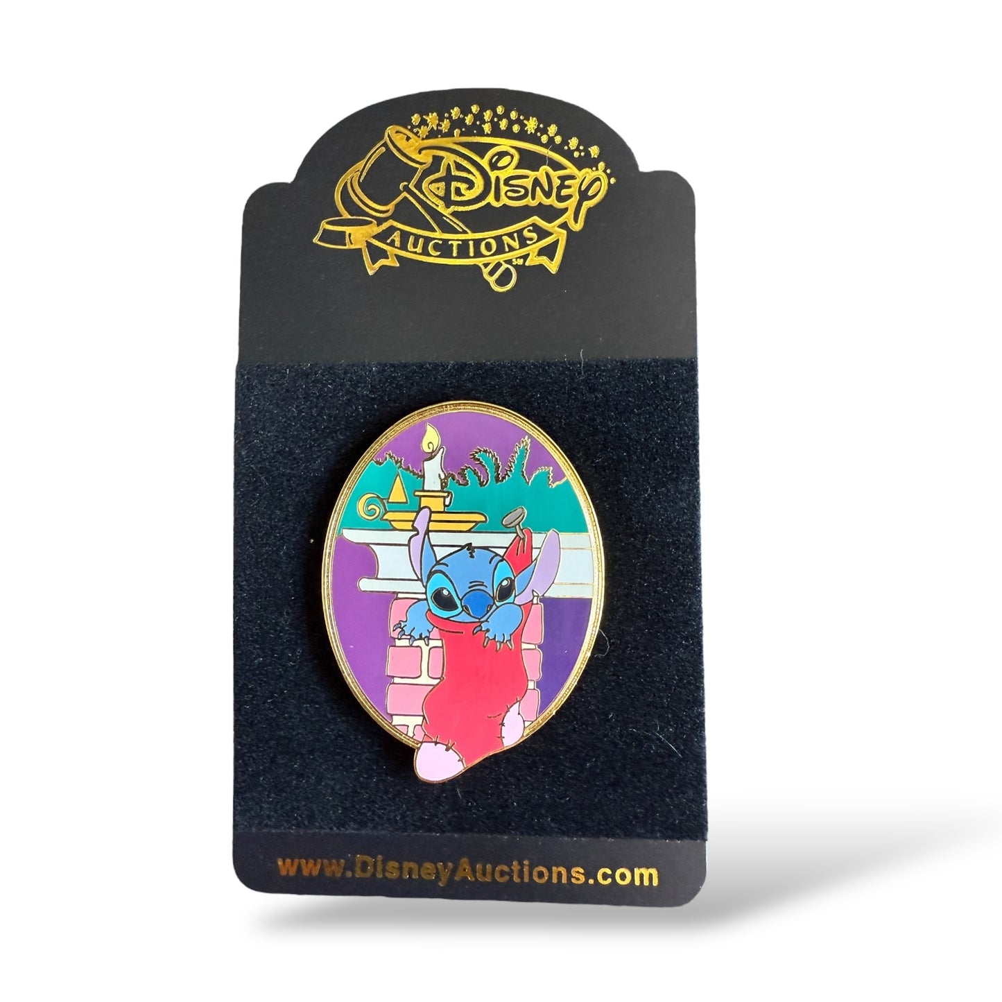 Disney Auctions Stitch in a Christmas Stocking Pin