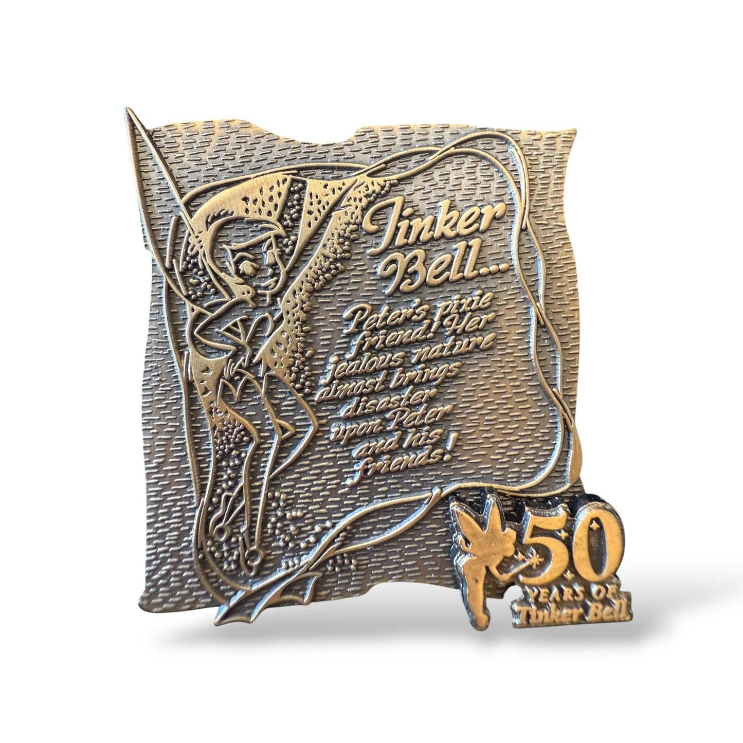 WDW 50 Years of Tinker Bell Bronze Plaque Pin