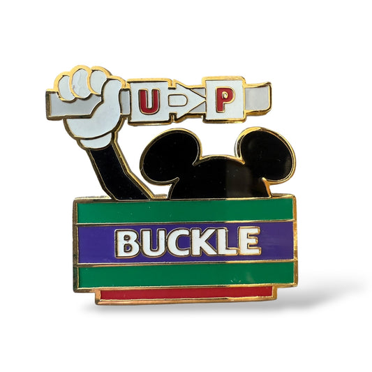 WDW Buckle Up Sign Mickey Mouse Pin