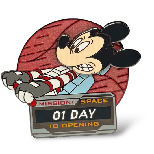 WDW Mission: Space Countdown to Opening 1 Day Mickey Pin