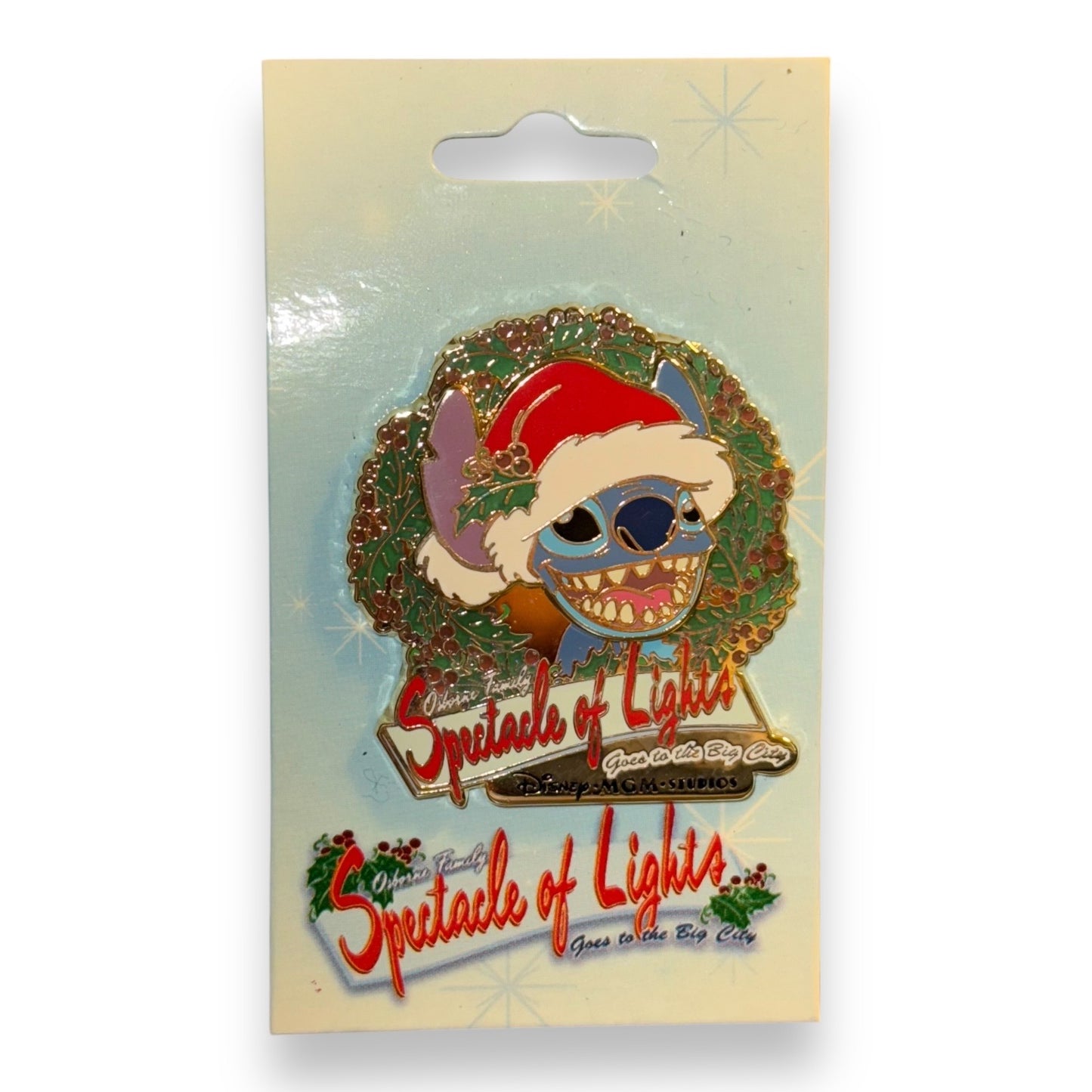 WDW Osborne Family Spectacle of Lights 2004 Stitch in Wreath Pin